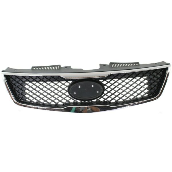 New Fits KIA FORTE 2010 Grille Matte-Black W/Chrome Molding CAPA KI1200139C