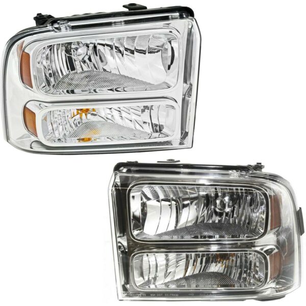 New Set of 2 Fits FORD FORD/PU 2005-2007 LH & RH Side Headlamp Assembly CHR HUSG